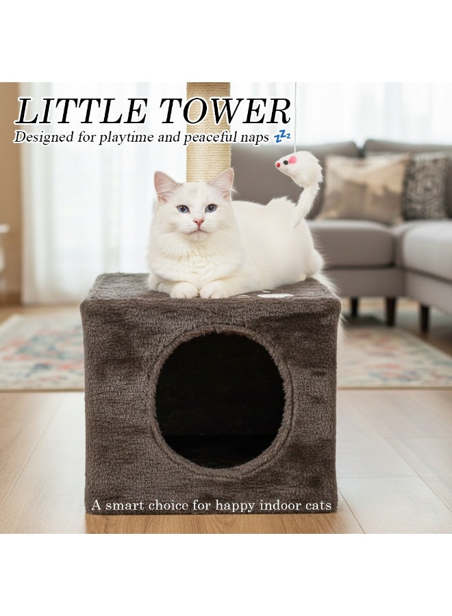 NNC PETS Cat tower with Scratch pole, Anti-scratch and Cat nail care post, 60 cm Protect furniture for Indoor cats and kittens, Small cat tree with Resting platform, Cozy Condo and Hanging Toy (Black) - Image 5